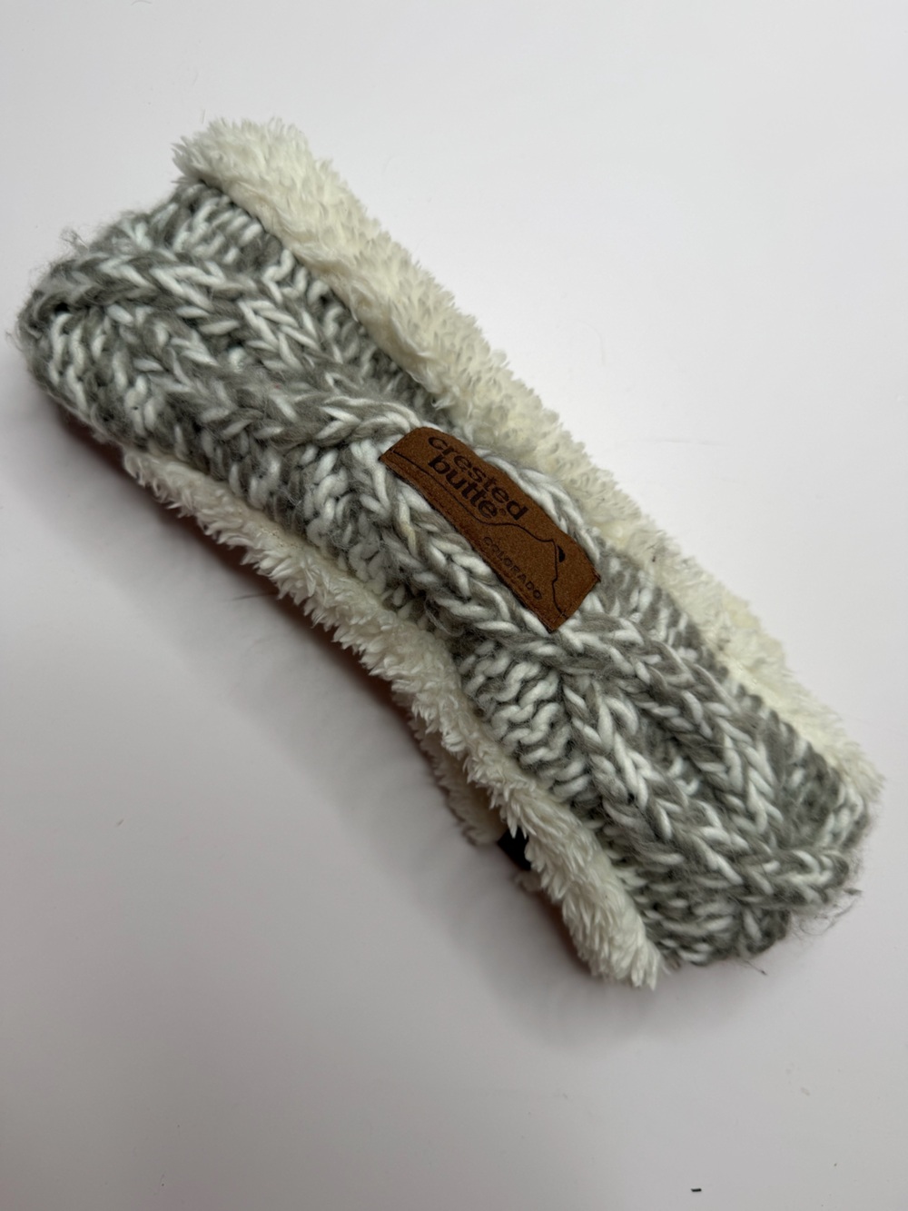 Screamer Womens Robin Headband Ski Snow Winter Warm Fuzzy Grey And White